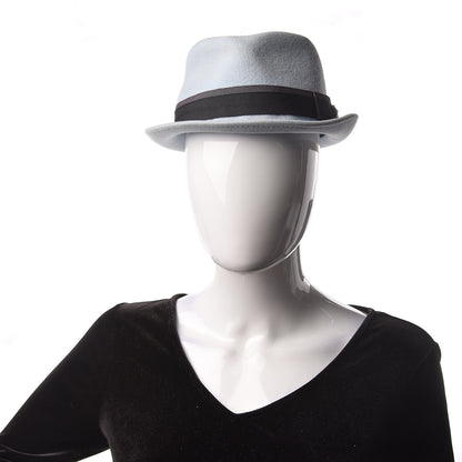 Chanel Rabbit Fur Felt CC Fedora Hat M Light Blue 2 of 8