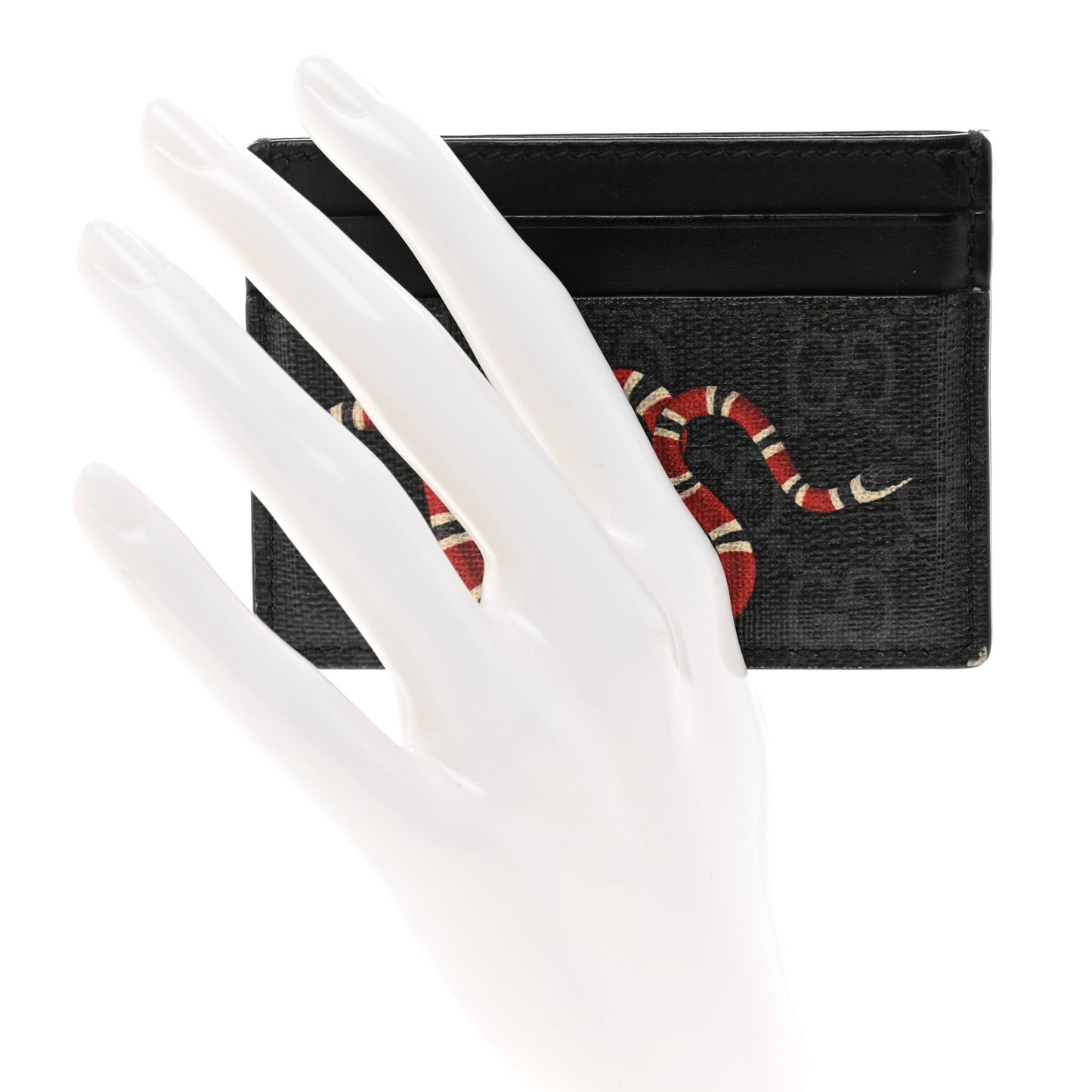 GG Supreme Monogram Kingsnake Card Holder Black Grey