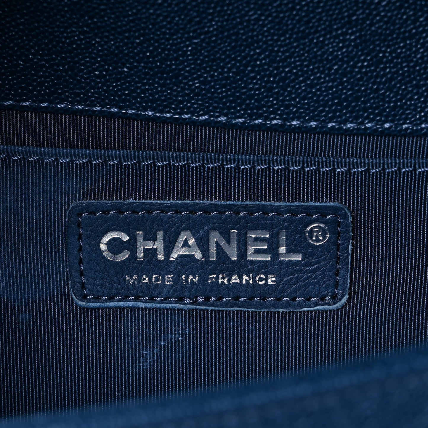 Caviar Quilted Medium Boy Flap Dark Blue