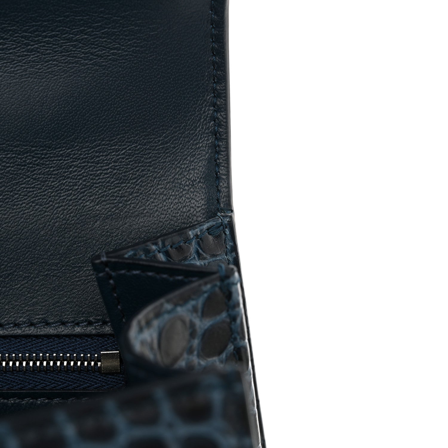 Balenciaga Shiny Calfskin Crocodile Embossed Medium Hourglass Top Handle Bag Denim Blue 11 of 12