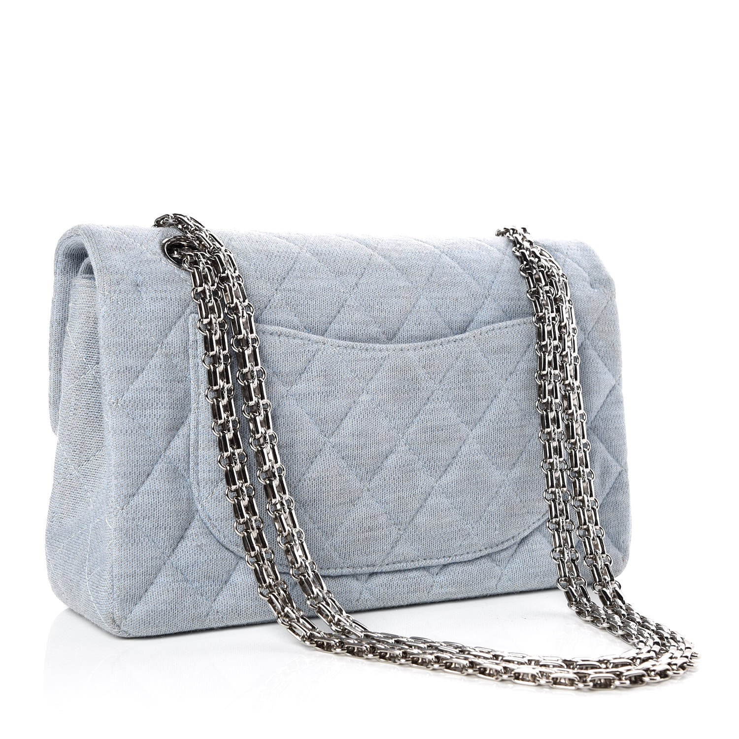 Chanel Jersey Quilted Small Double Flap Blue 3 of 12