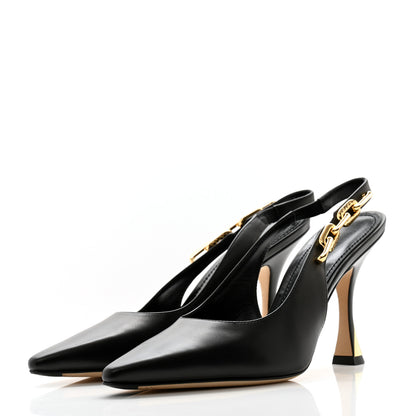 Louis Vuitton Calfskin Sparkle Slingback Pumps 39 Black 3 of 11