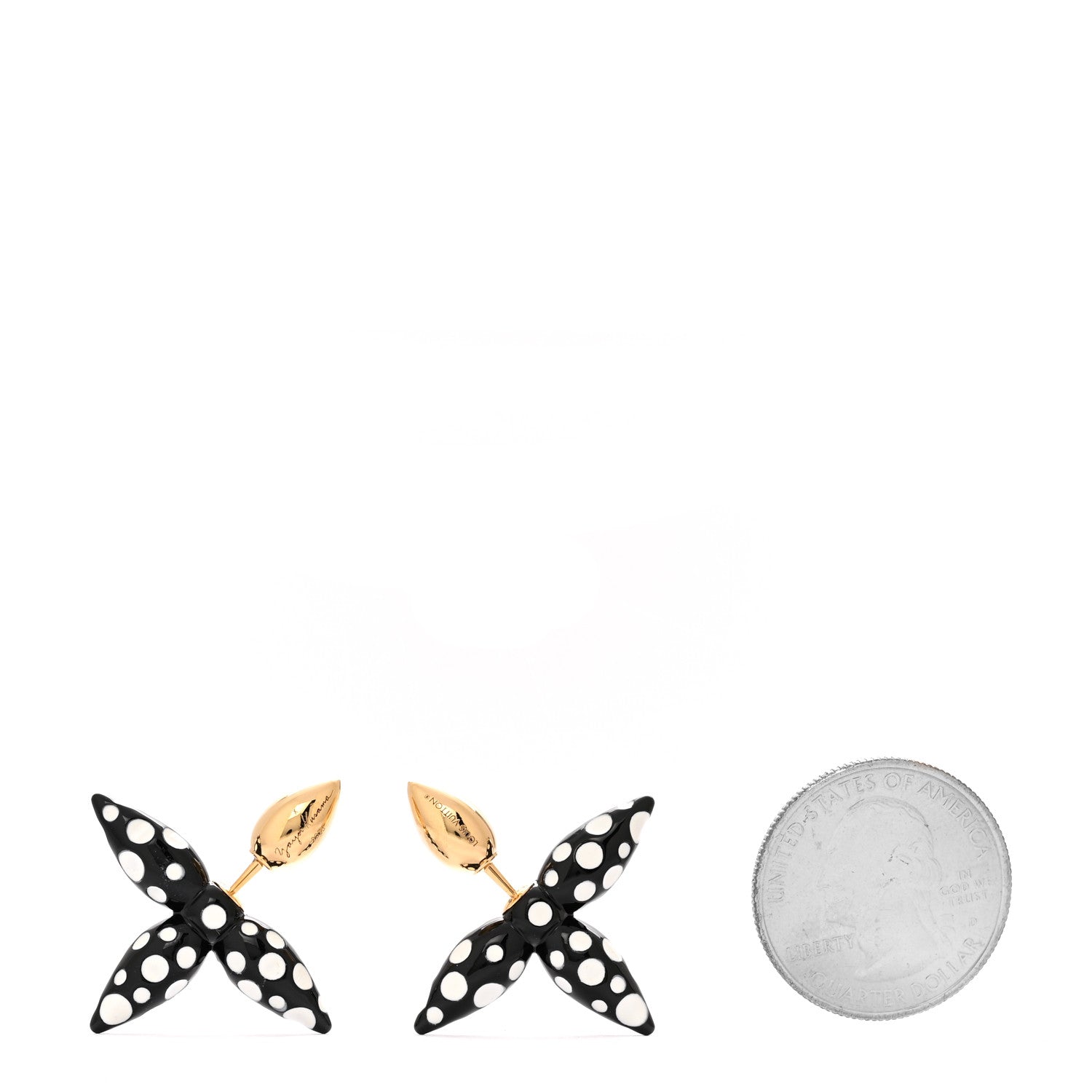 Louis Vuitton LV X YK Louisette Infinity Dot Earrings Gold Black White 2 of 7