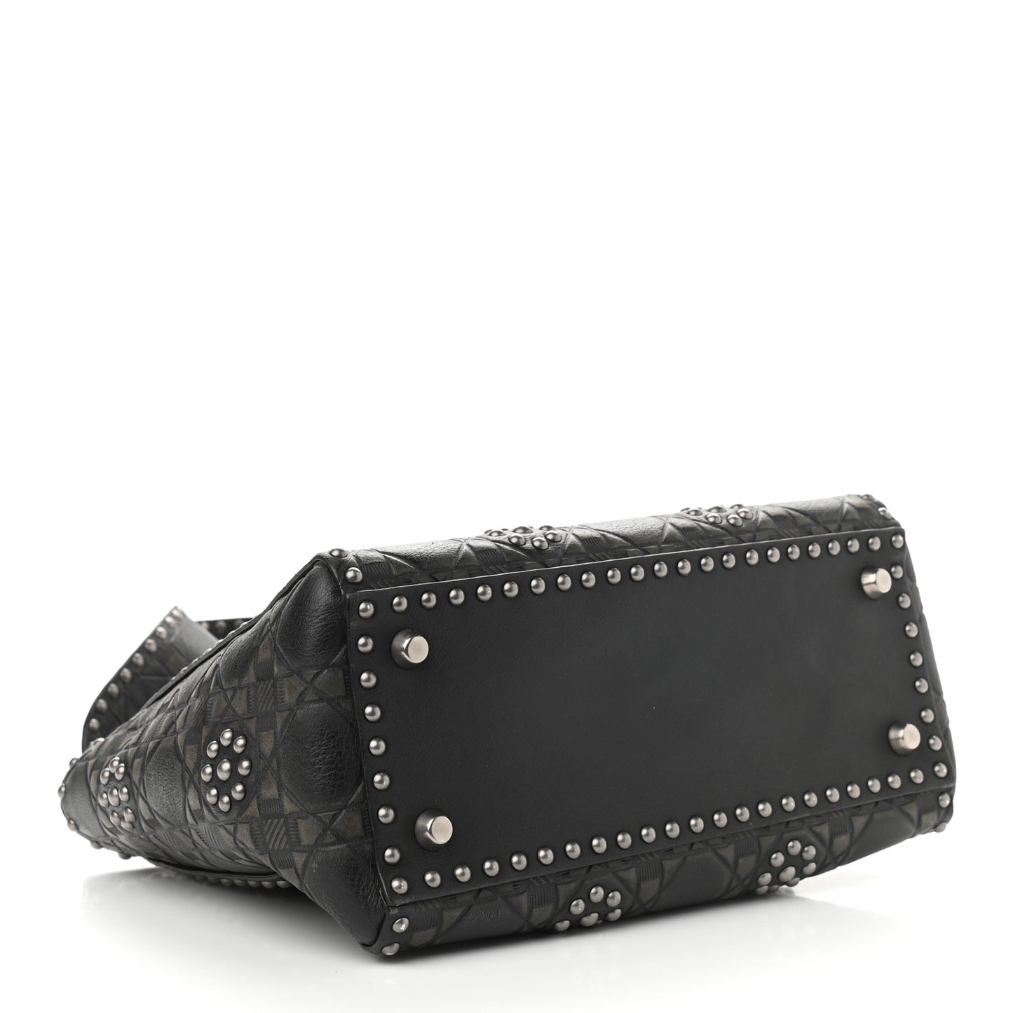 Calfskin Studded Flower Medium Lady Dior Black