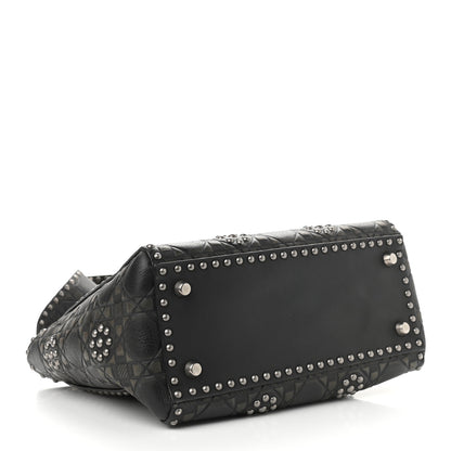 Christian Dior Calfskin Studded Flower Medium Lady Dior Black 3 of 13