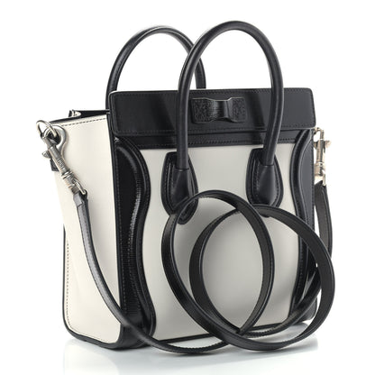 Celine Smooth Calfskin Lizard Embossed Nano Luggage White Black 2 of 10