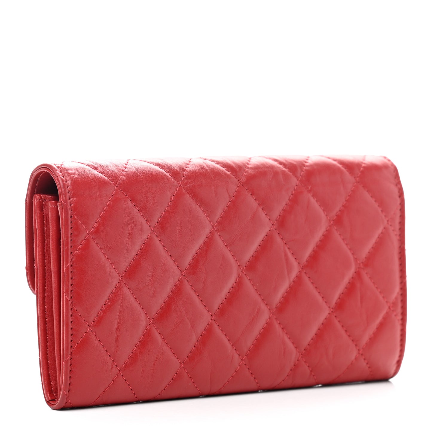Aged Calfskin Quilted Large Reissue Gusset Flap Wallet Red
