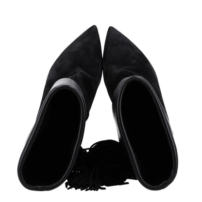 Saint Laurent Calfskin Suede Tanger Tassel Boot 37.5 Black 2 of 11