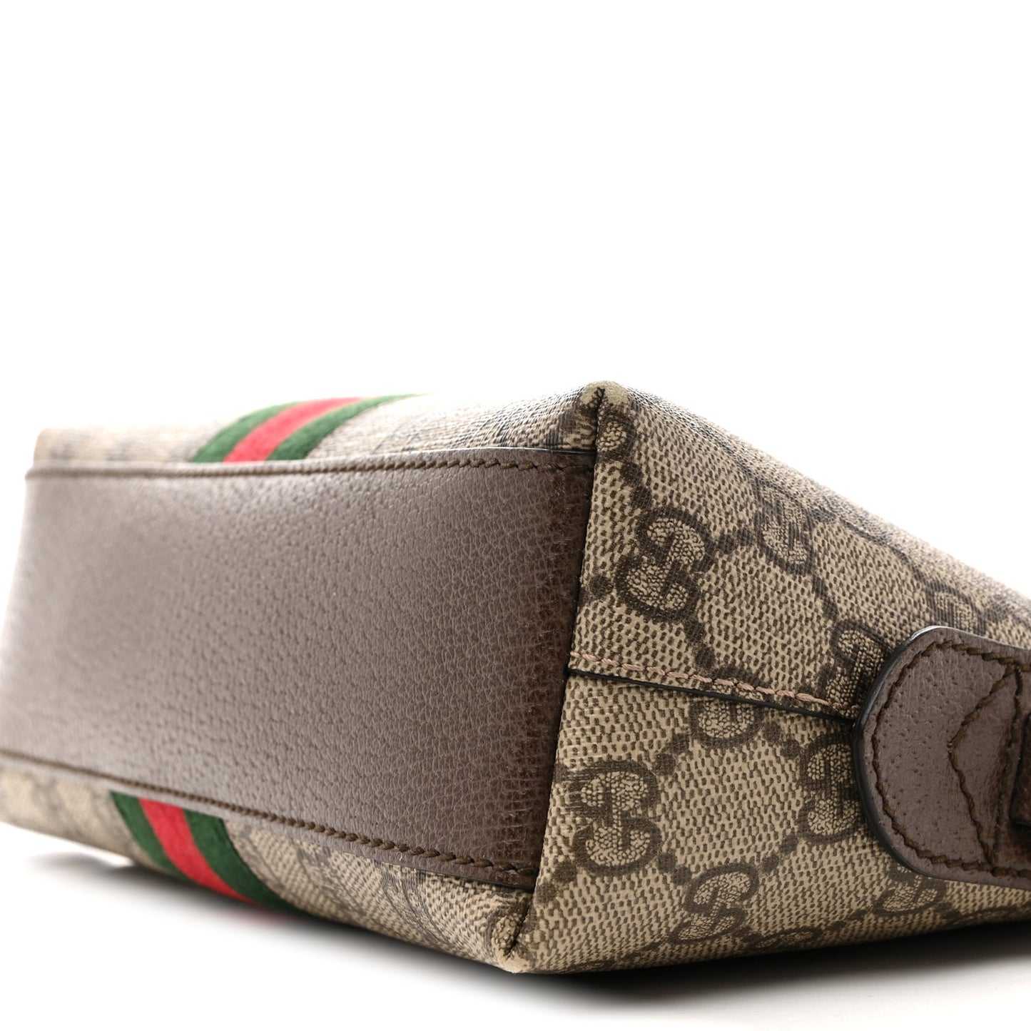 GG Supreme Monogram Textured Dollar Calfskin Web Small Ophidia Dome Shoulder Bag Beige Ebony New Acero