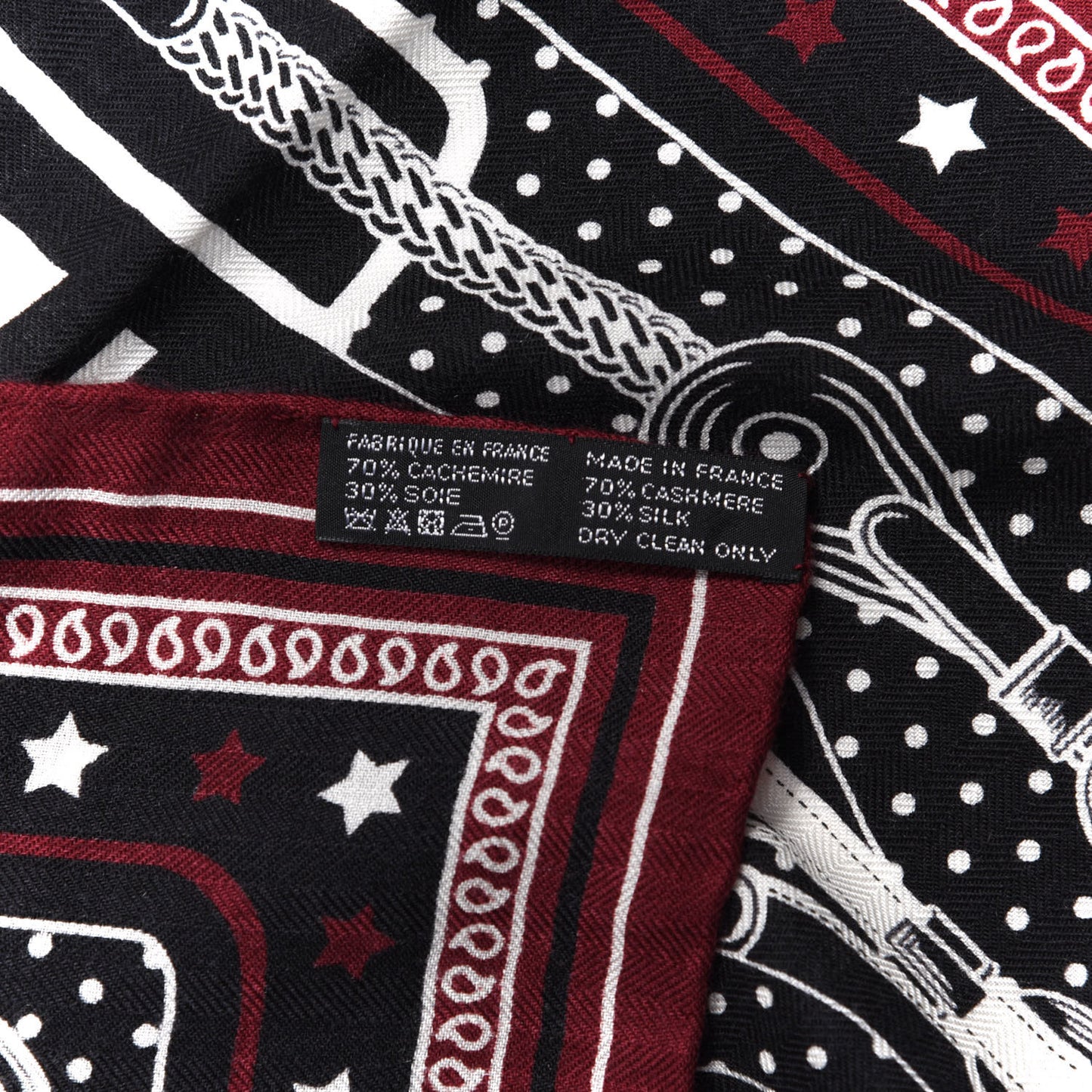 Cashmere Silk Coaching Bandana Scarf 55 Black Quetsche White