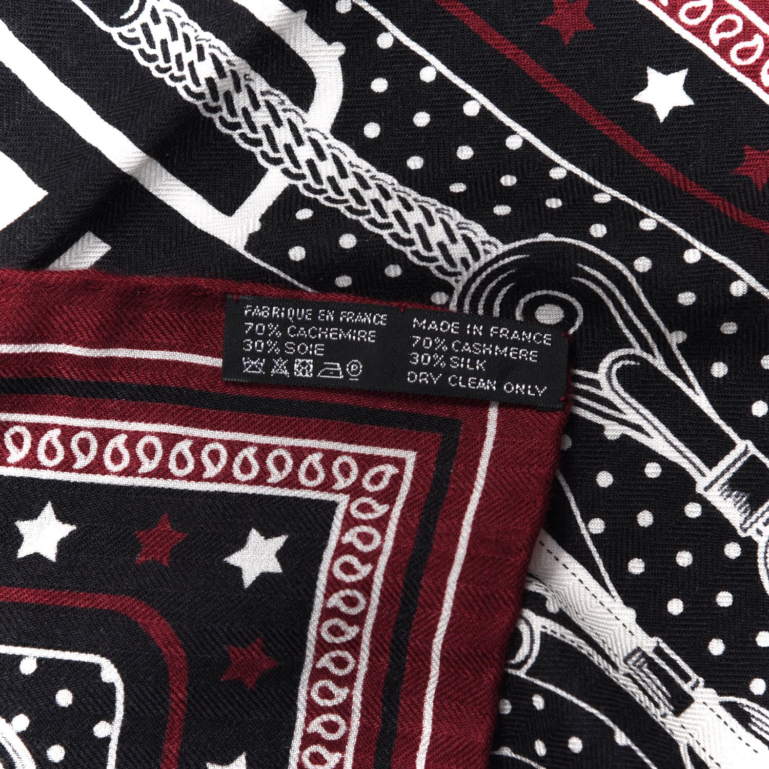 Hermes Cashmere Silk Coaching Bandana Scarf 55 Black Quetsche White 6 of 6