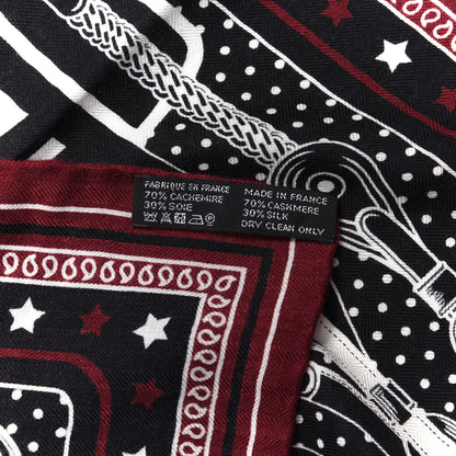 Hermes Cashmere Silk Coaching Bandana Scarf 55 Black Quetsche White 6 of 6