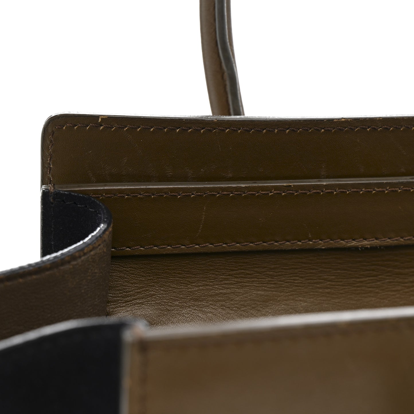 Textured Calfskin Suede Tri-color Mini Luggage Cream