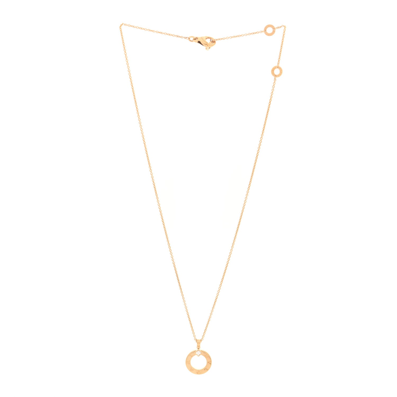 Bulgari 18K Yellow Gold Diamond BVLGARI Pendant Necklace 3 of 4