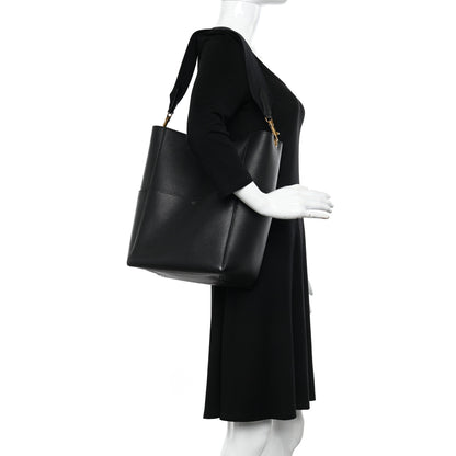 Celine Soft Grained Calfskin Sangle Bucket Bag Black 2 of 12