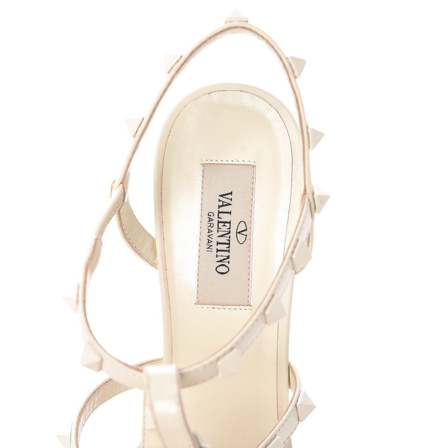 Calfskin Lacquered Monochrome Rockstud Gladiator 70mm Sandals 37 Ivory