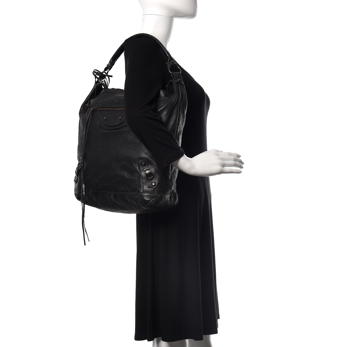 Agneau Classic Hardware Day Hobo Black
