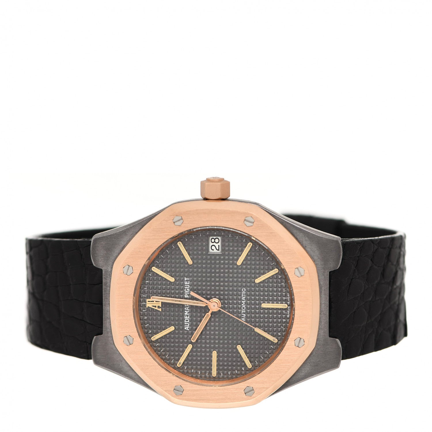 Audemars Piguet Tantalum 18K Rose Gold Alligator 36mm Royal Oak Automatic Watch Grey 14800 2 of 5