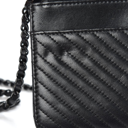 Chanel Lambskin Chevron Quilted Wallet On Chain WOC So Black 13 of 13