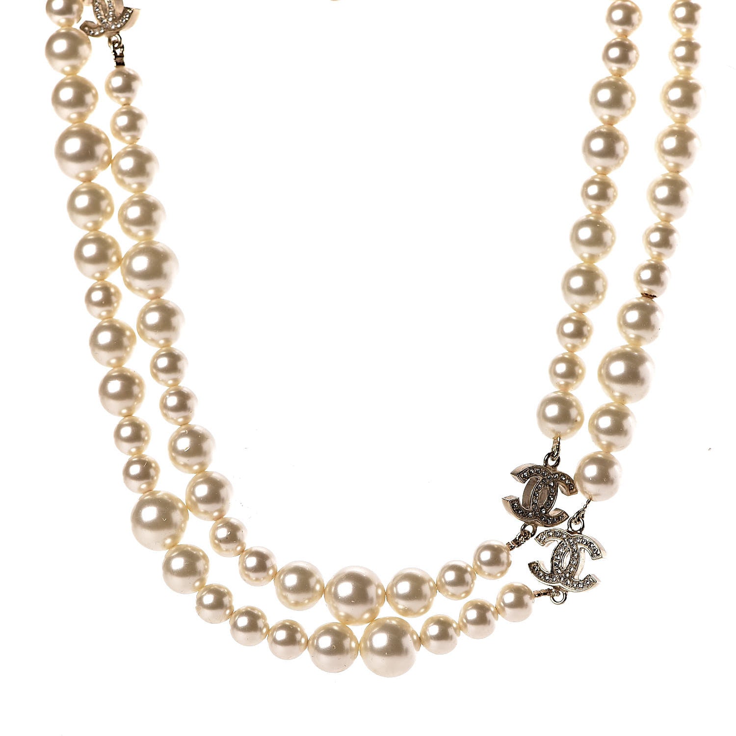Chanel Pearl Crystal CC Long Necklace Gold 1 of 5