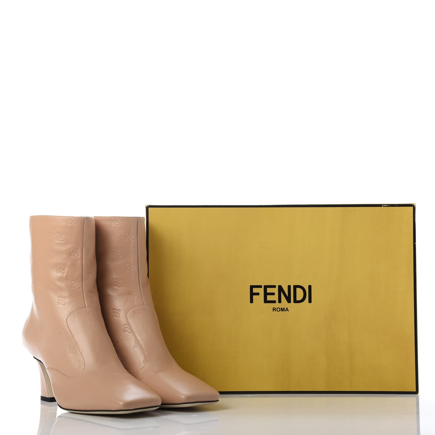 Fendi Vitello Karligraphy Embossed FFreedom Ankle Boots 38.5 Pink Burb 8 of 8