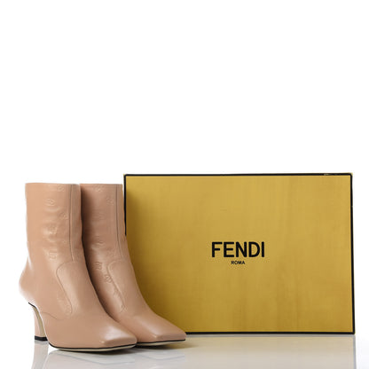 Fendi Vitello Karligraphy Embossed FFreedom Ankle Boots 38.5 Pink Burb 8 of 8