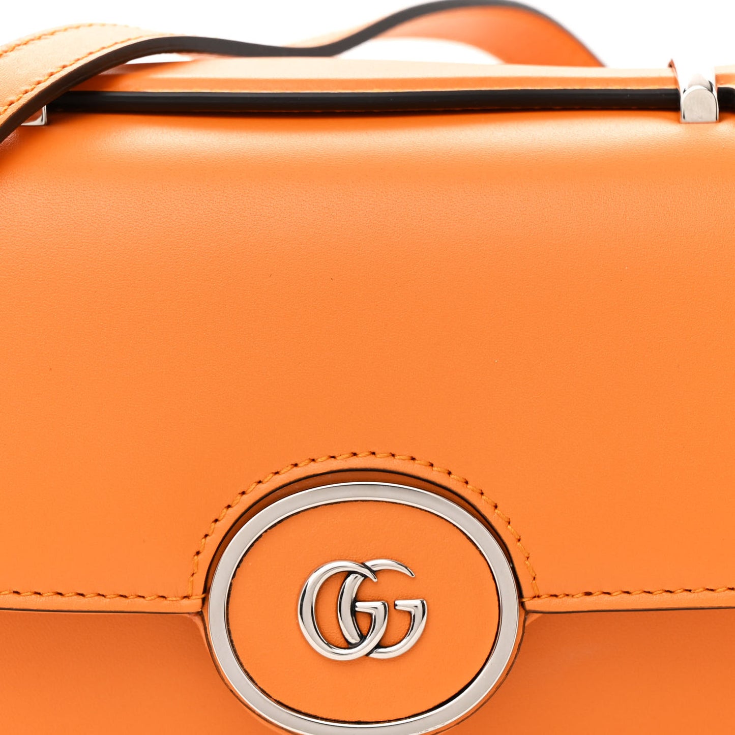 Senna Calfskin Petite GG Top Handle Shoulder Bag Orange