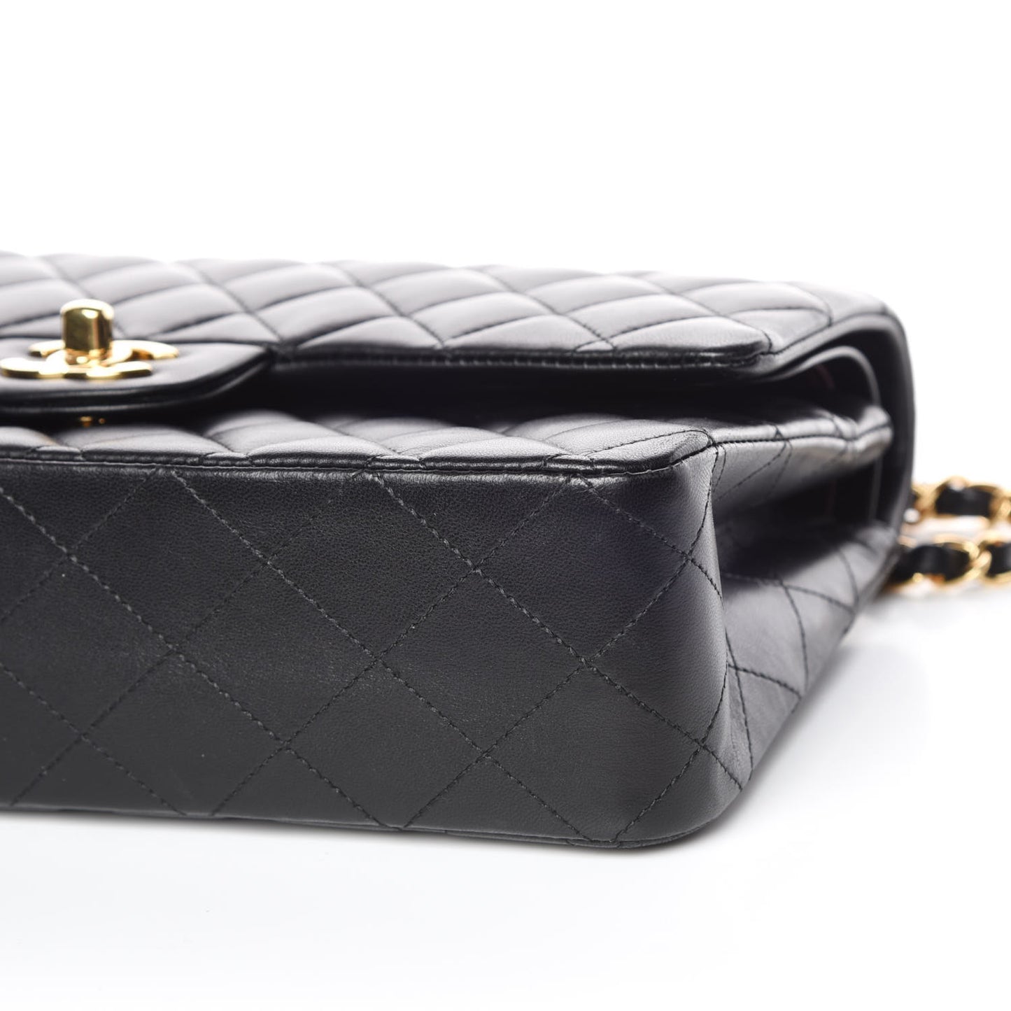 Lambskin Quilted Medium Double Flap Black