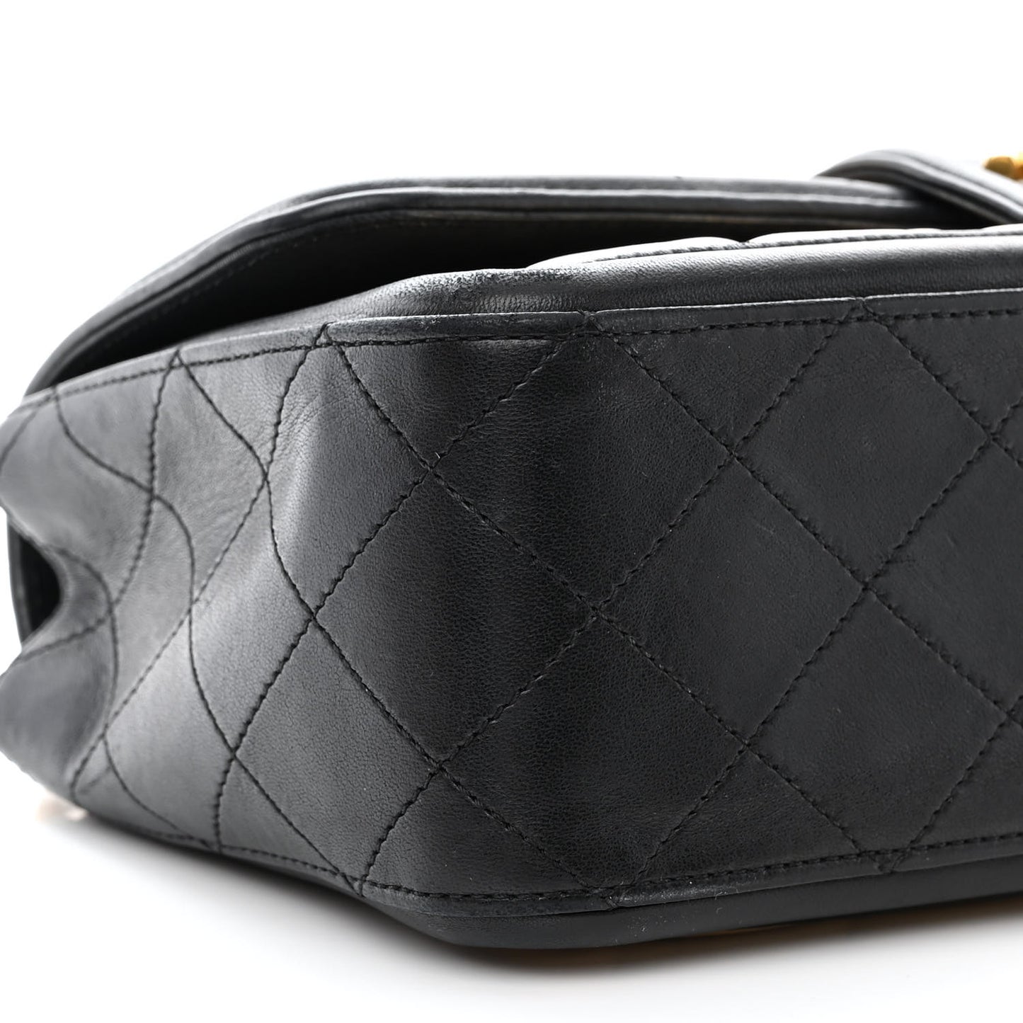 Lambskin Quilted Large Elegant CC Flap Beige Black