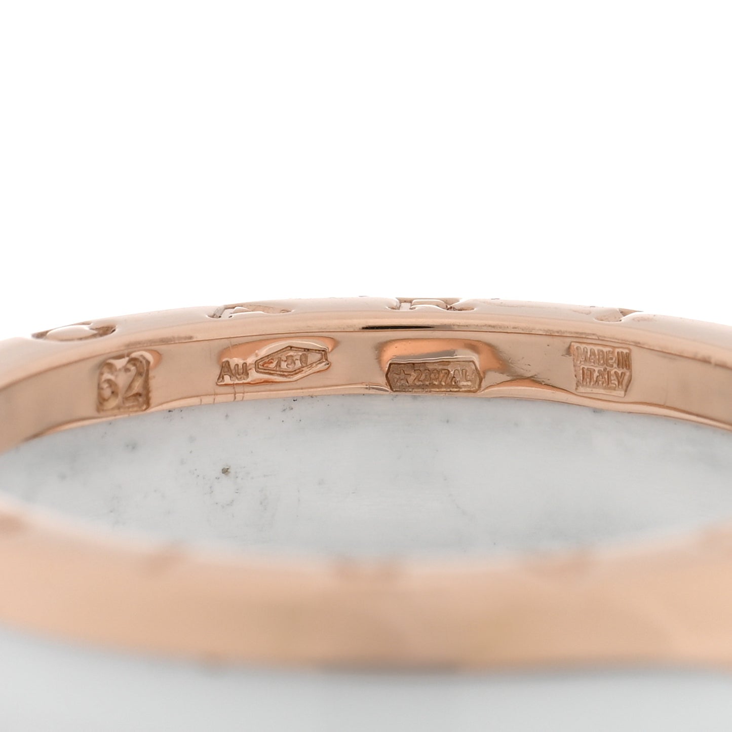 18K Rose Gold White Ceramic B.Zero1 Two-Band Ring 62 10