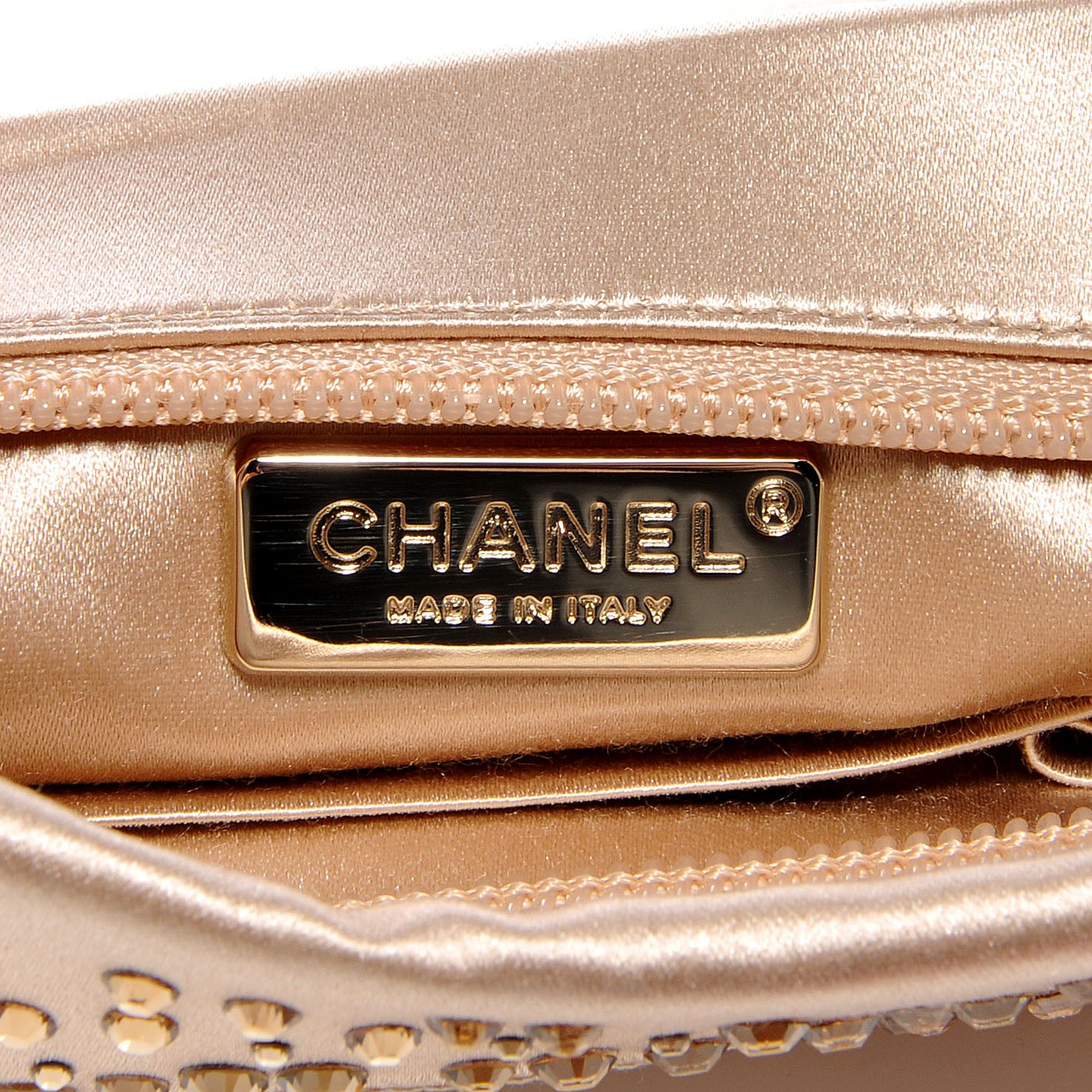 Chanel Satin Diamante Camellia Evening Clutch Bag Light Beige 7 of 8