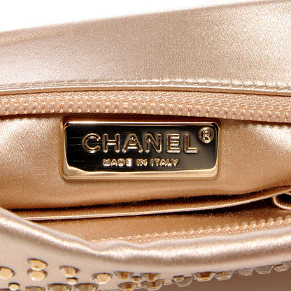 Chanel Satin Diamante Camellia Evening Clutch Bag Light Beige 7 of 8