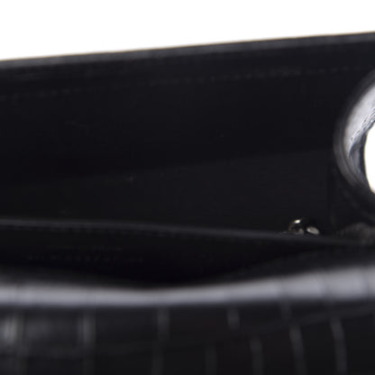 Saint Laurent Calfskin Crocodile Embossed Small Classic Monogram Kate Tassel Satchel Black 10 of 11