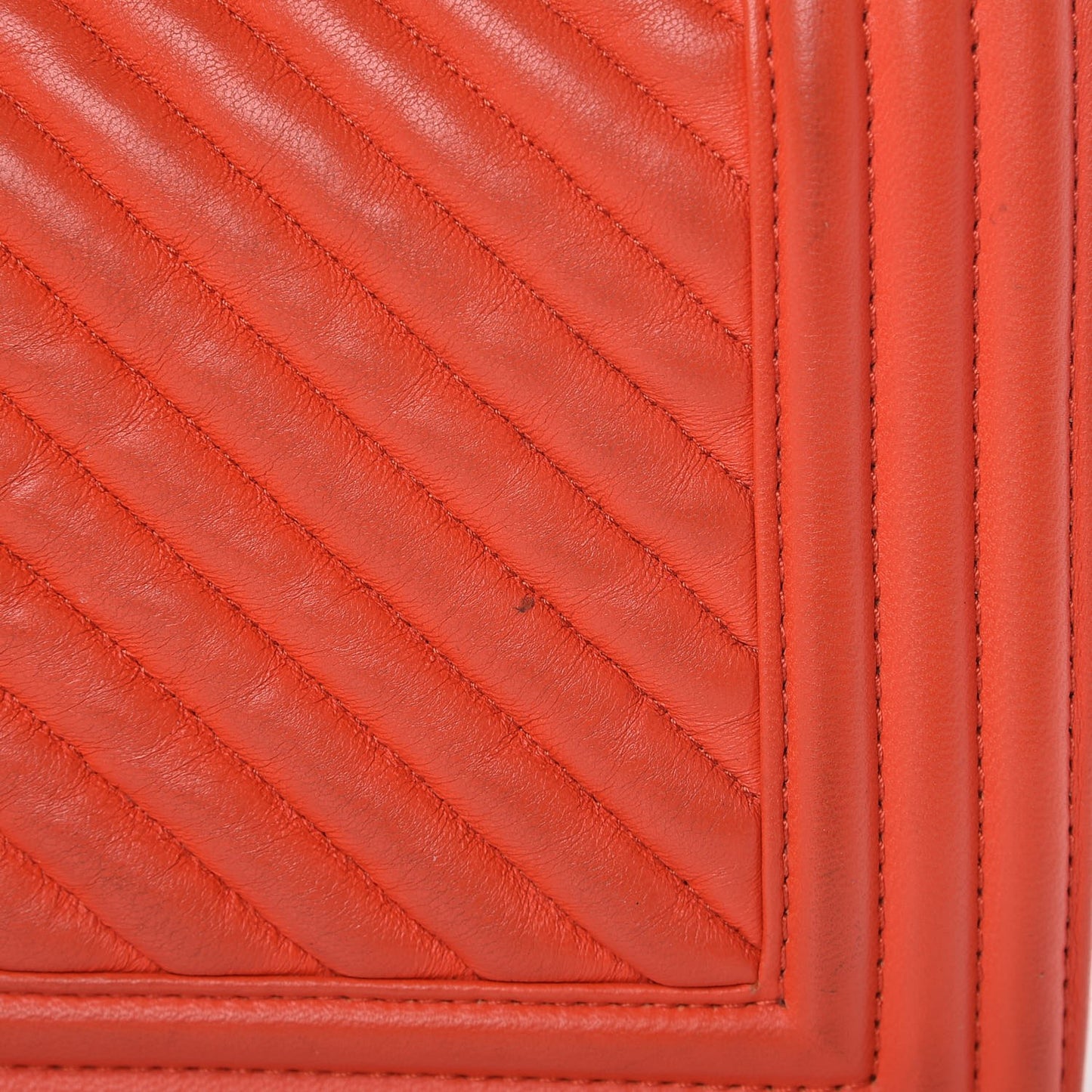 Wrinkled Lambskin Chevron Quilted Medium Boy Flap Orange