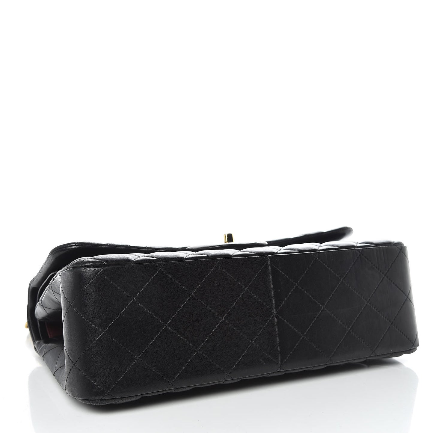 Lambskin Quilted Jumbo Double Flap Black