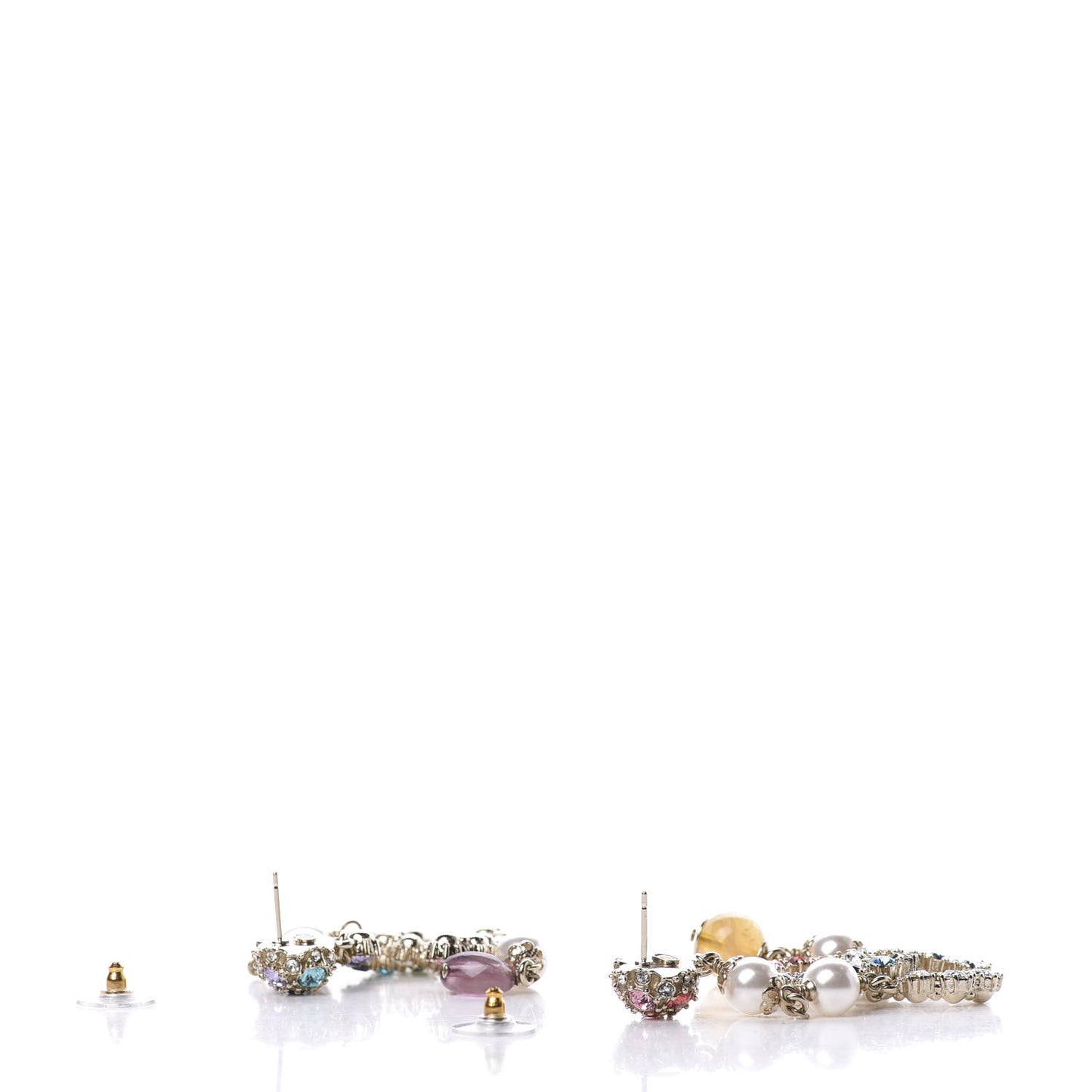 Crystal Pearl Over The Rainbow CC Long Drop Earrings Multicolor
