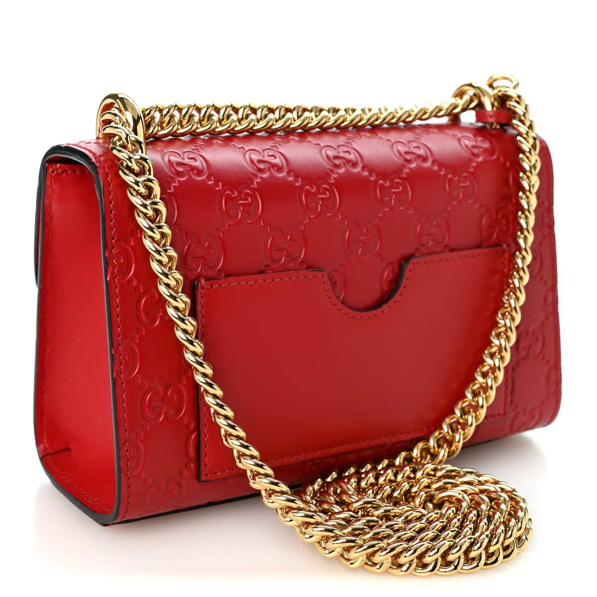 Gucci Guccissima Small Padlock Shoulder Bag Hibiscus Red 3 of 11