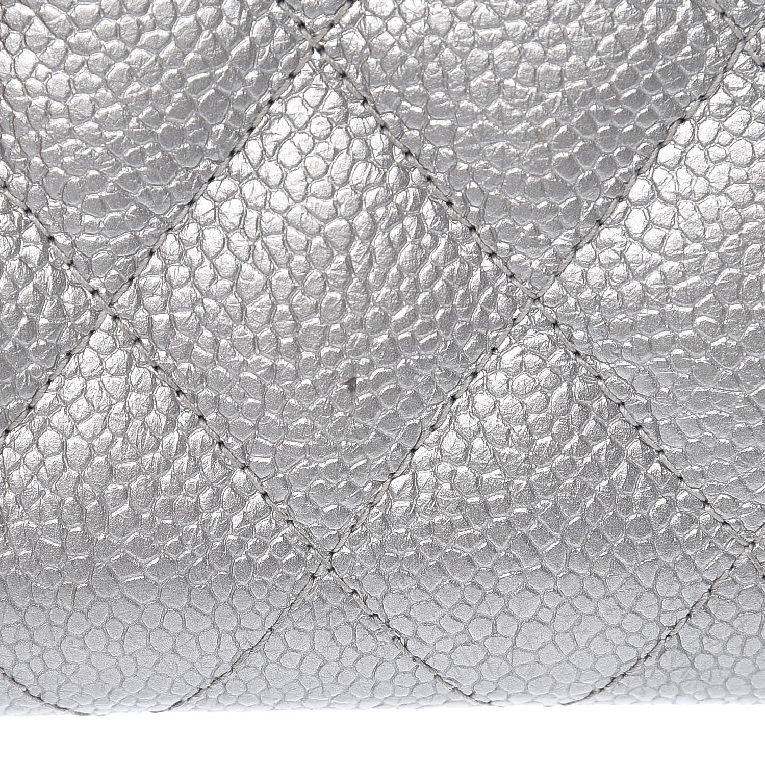 Chanel Metallic Caviar Quilted Zip Coin Purse Grey 8 of 11