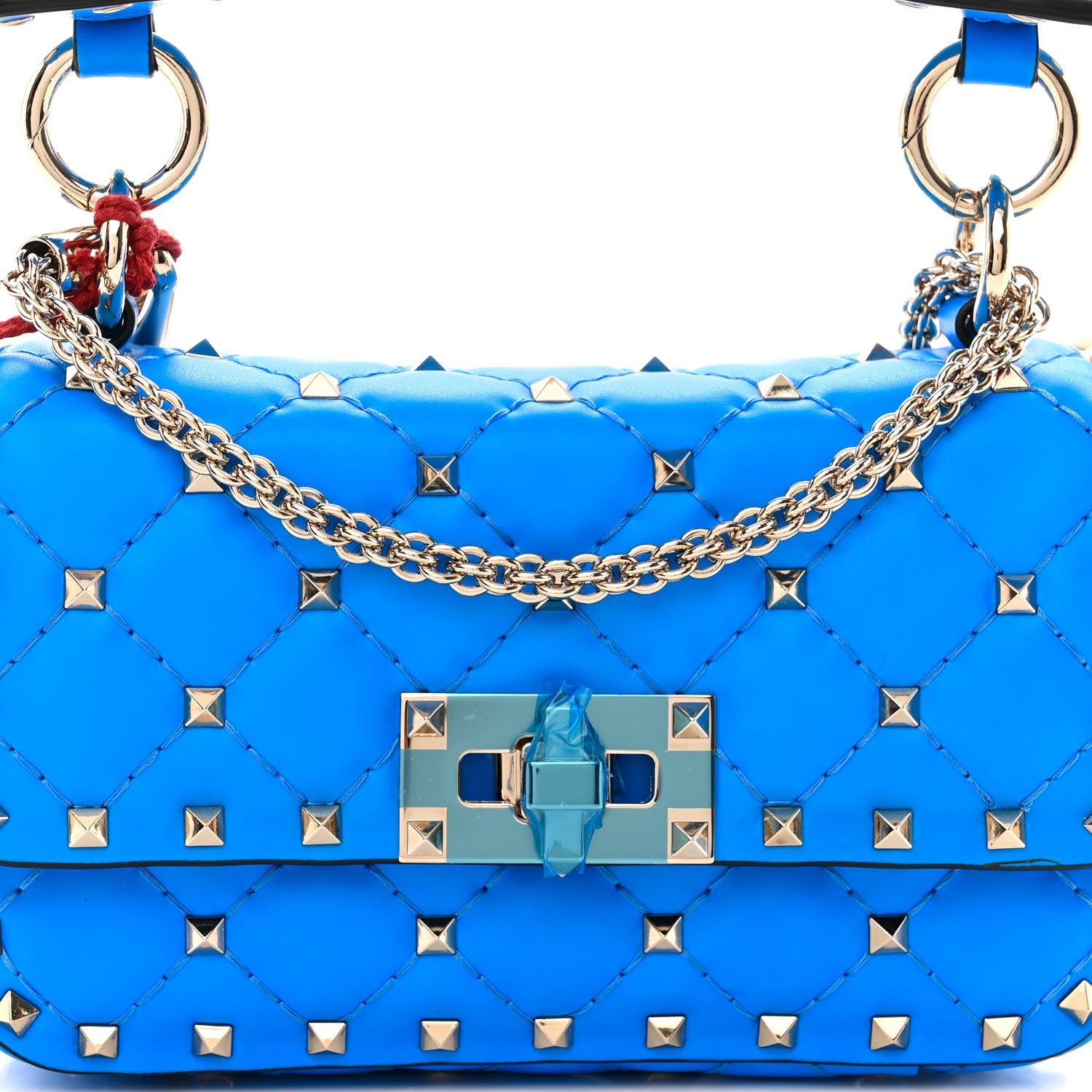 Valentino Garavani Calfskin Mini Rockstud Spike Shoulder Bag Azzurro Fluo 7 of 9