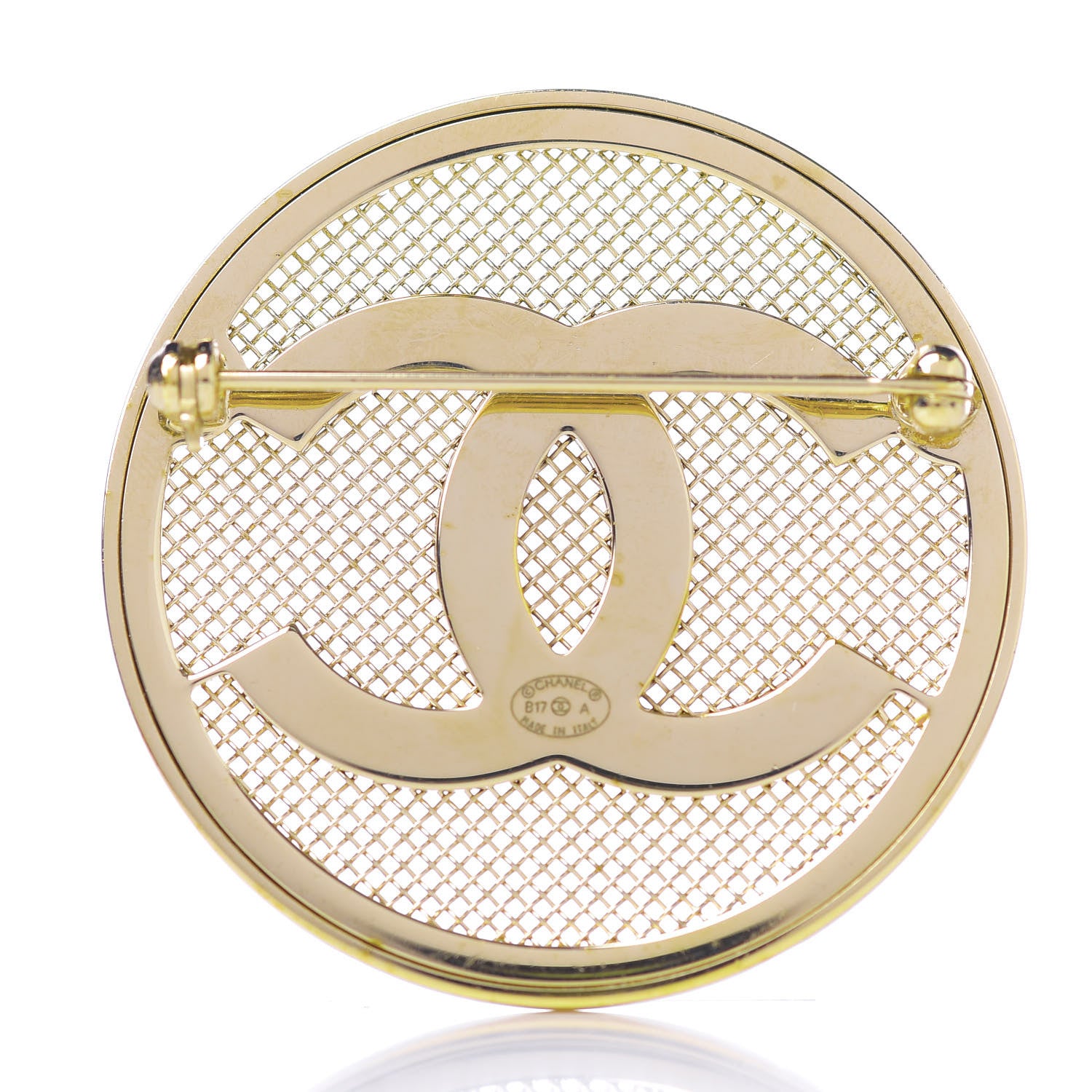 Chanel Mesh Circle CC Brooch Gold 2 of 3