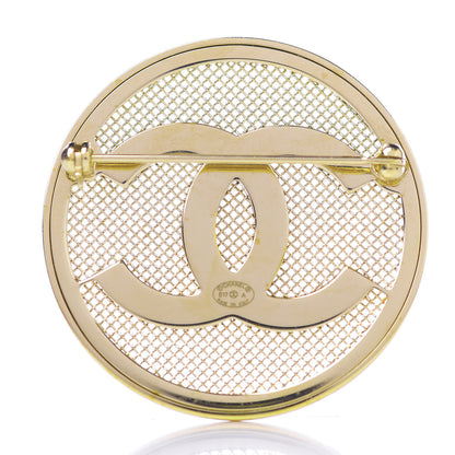 Chanel Mesh Circle CC Brooch Gold 2 of 3