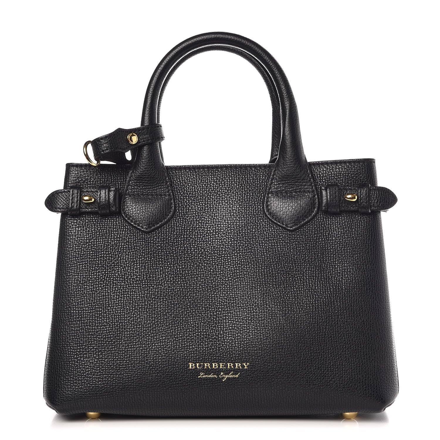 Burberry Grainy Calfskin House Check Small Banner Tote Black 1 of 10