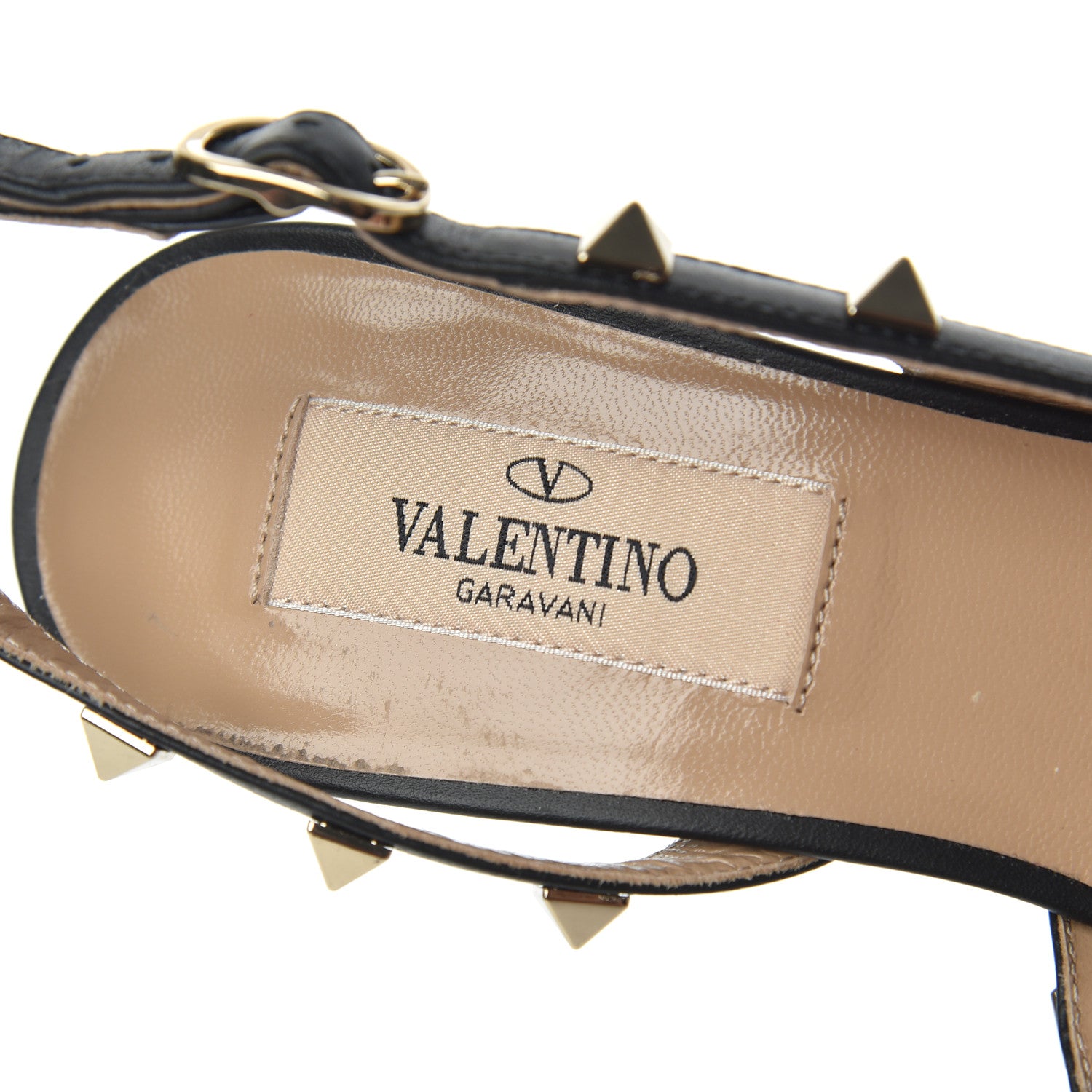 Valentino Garavani Pebbled Calfskin Rockstud Half d'Orsay Slingback 85mm Pumps 37.5 Black 6 of 12