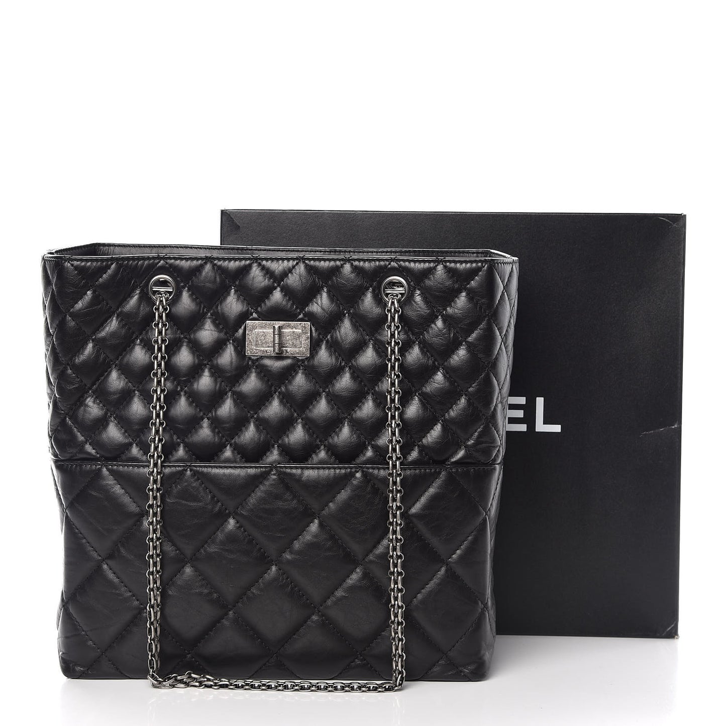 Aged Calfskin Quilted Reissue 2.55 Tote Black