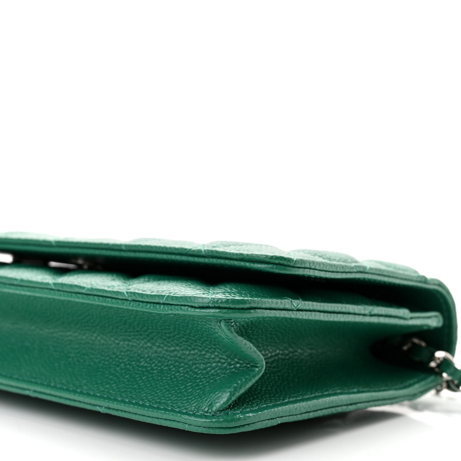 Chanel Metallic Caviar Quilted Wallet On Chain WOC Green 10 of 11