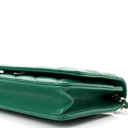 Chanel Metallic Caviar Quilted Wallet On Chain WOC Green 10 of 11