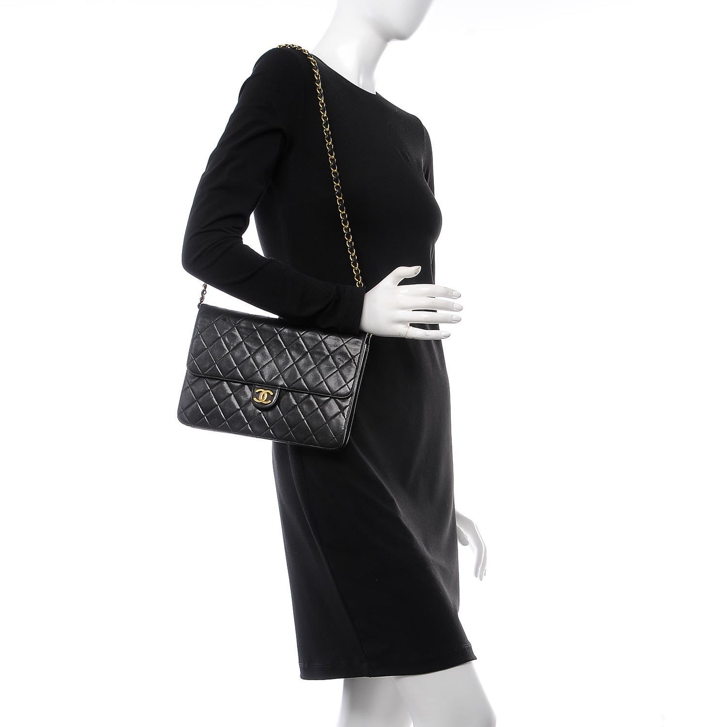 Lambskin Quilted Medium Single Flap Black