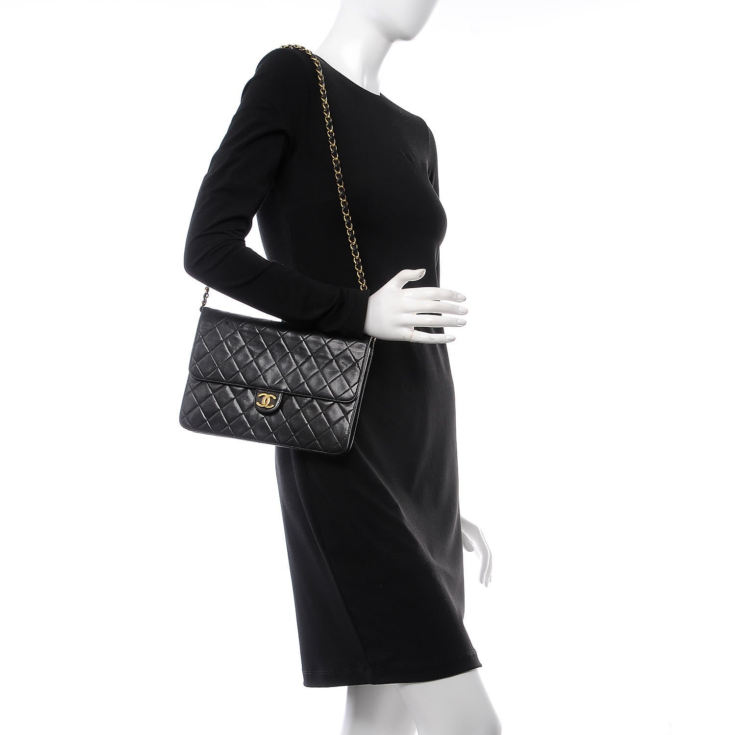 Chanel Lambskin Quilted Medium Single Flap Black 2 of 7