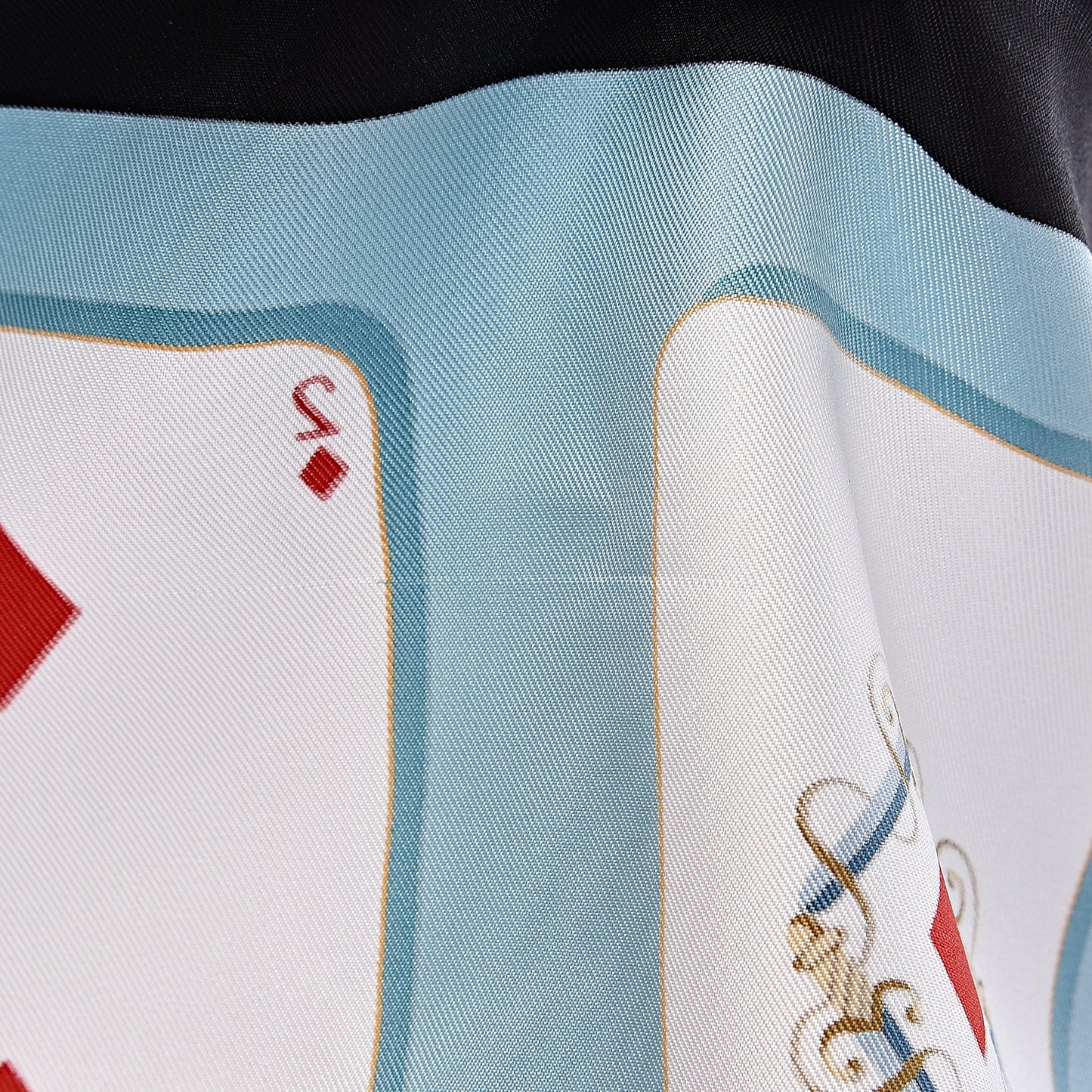 Silk Jeu de Cartes Scarf 90 Bleu Glacier Rouge Black