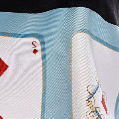 Hermes Silk Jeu de Cartes Scarf 90 Bleu Glacier Rouge Black 5 of 6
